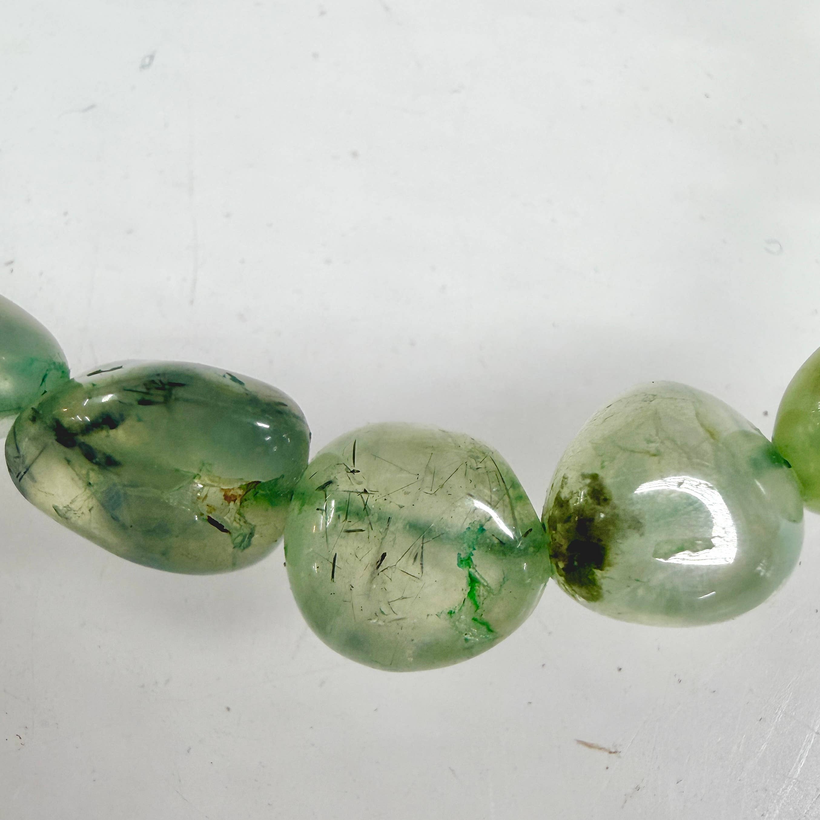 8mm Green Prehnite Tumble Bracelet 7.5