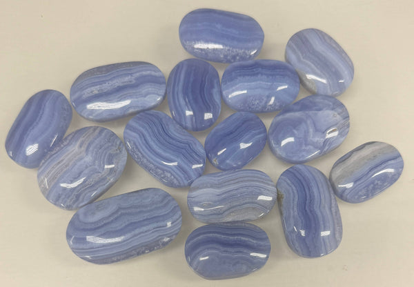 Blue Lace Agate Palm Stone