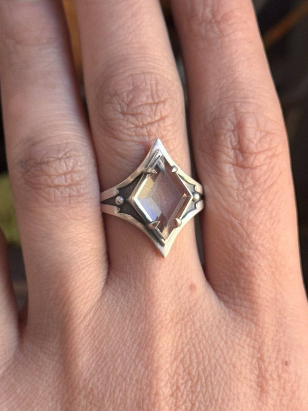 Grounded Ring W/ Faceted Quartz Size 7