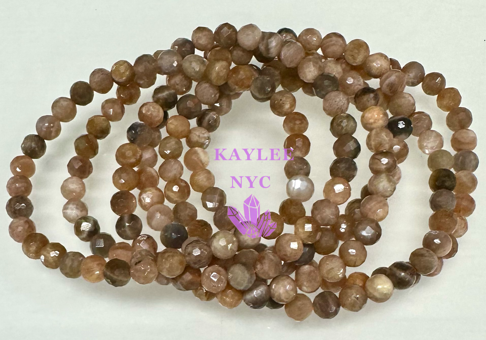 Peach Moonstone Faceted Bracelet 6mm