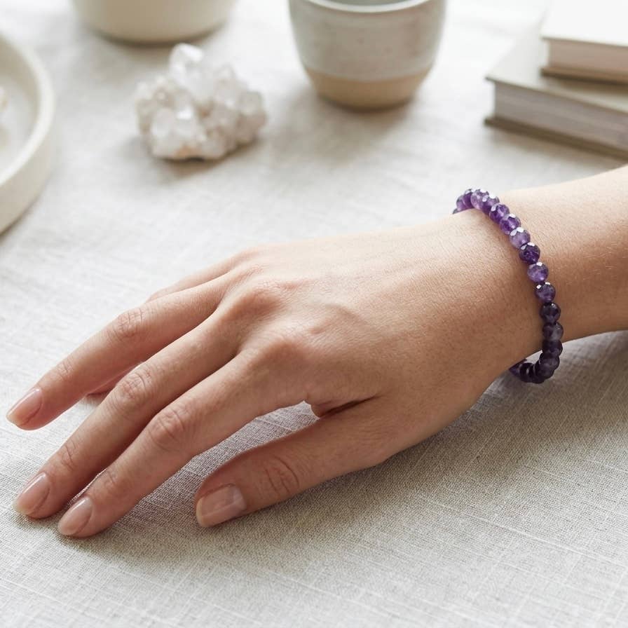 6mm Faceted Amethyst Bracelet