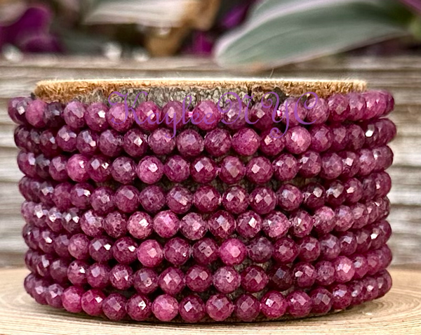 Ruby Faceted 4mm Bracelet