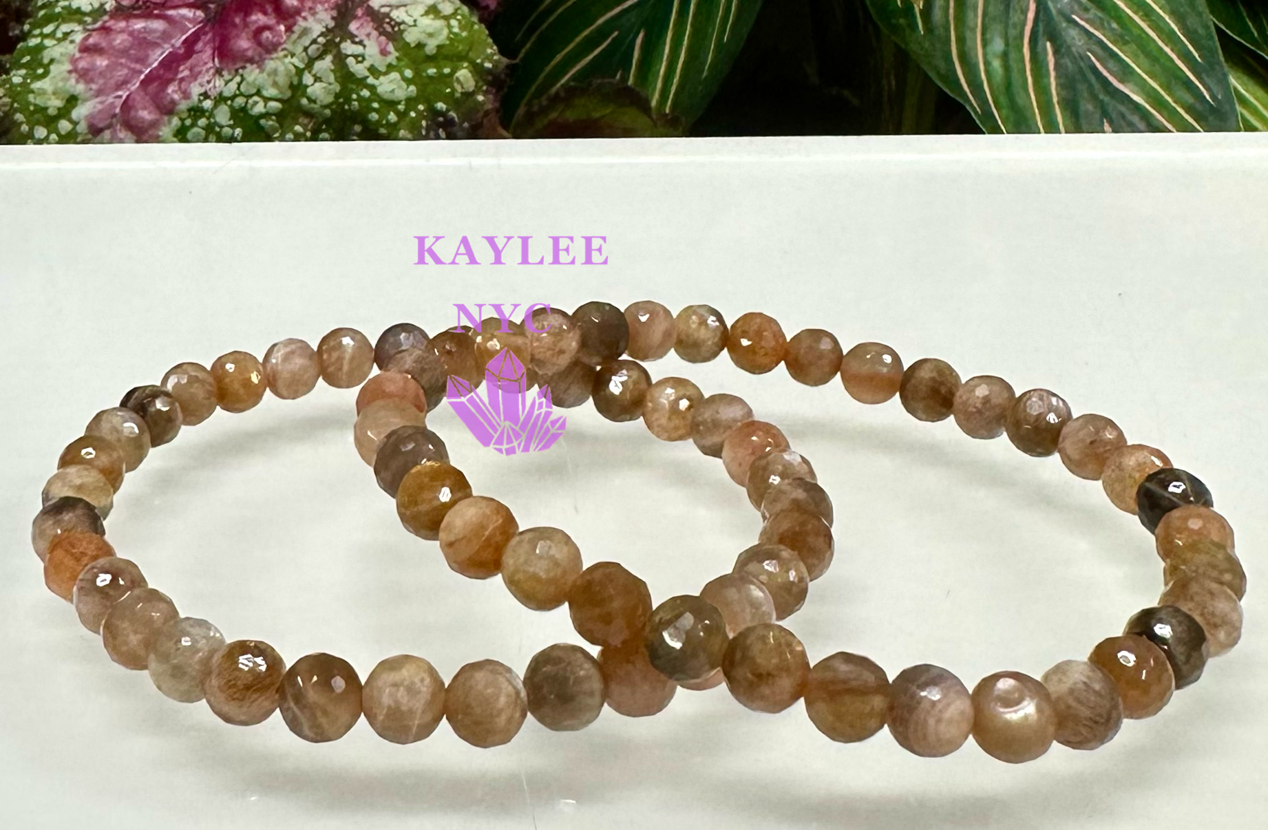Peach Moonstone Faceted Bracelet 6mm