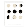 Art print with black and white moon phase face illustrations on a white background