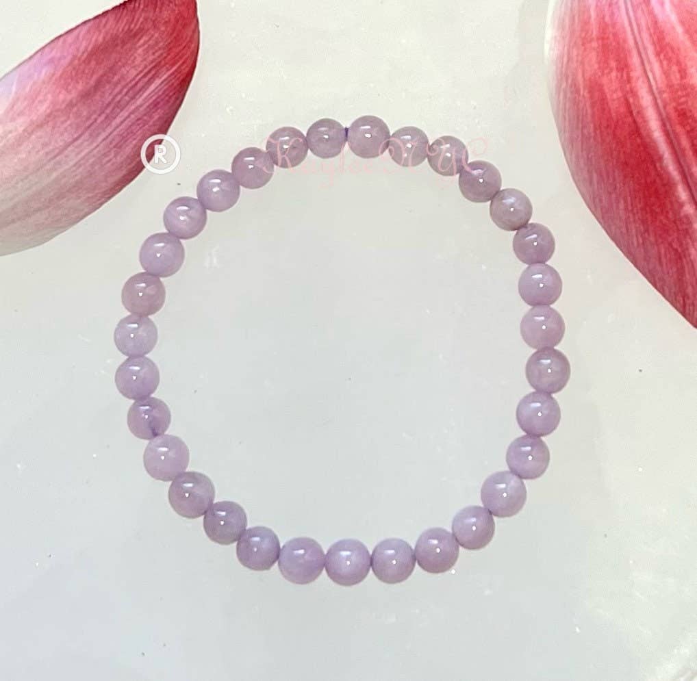 Natural Kunzite 6mm 7.5” Crystal Healing Stretch Bracelet