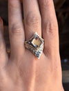 Grounded Ring W/ Faceted Quartz Size 7