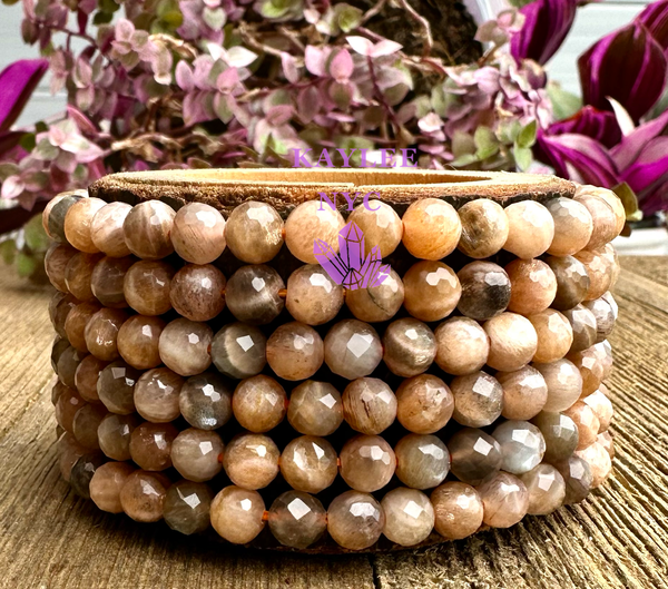 Peach Moonstone Faceted Bracelet 6mm