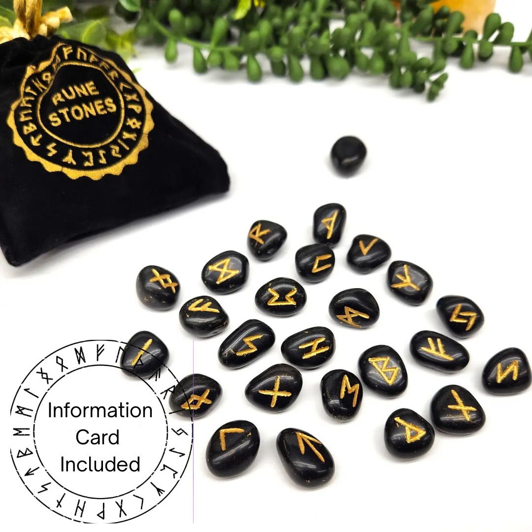 Black Agate Rune Set
