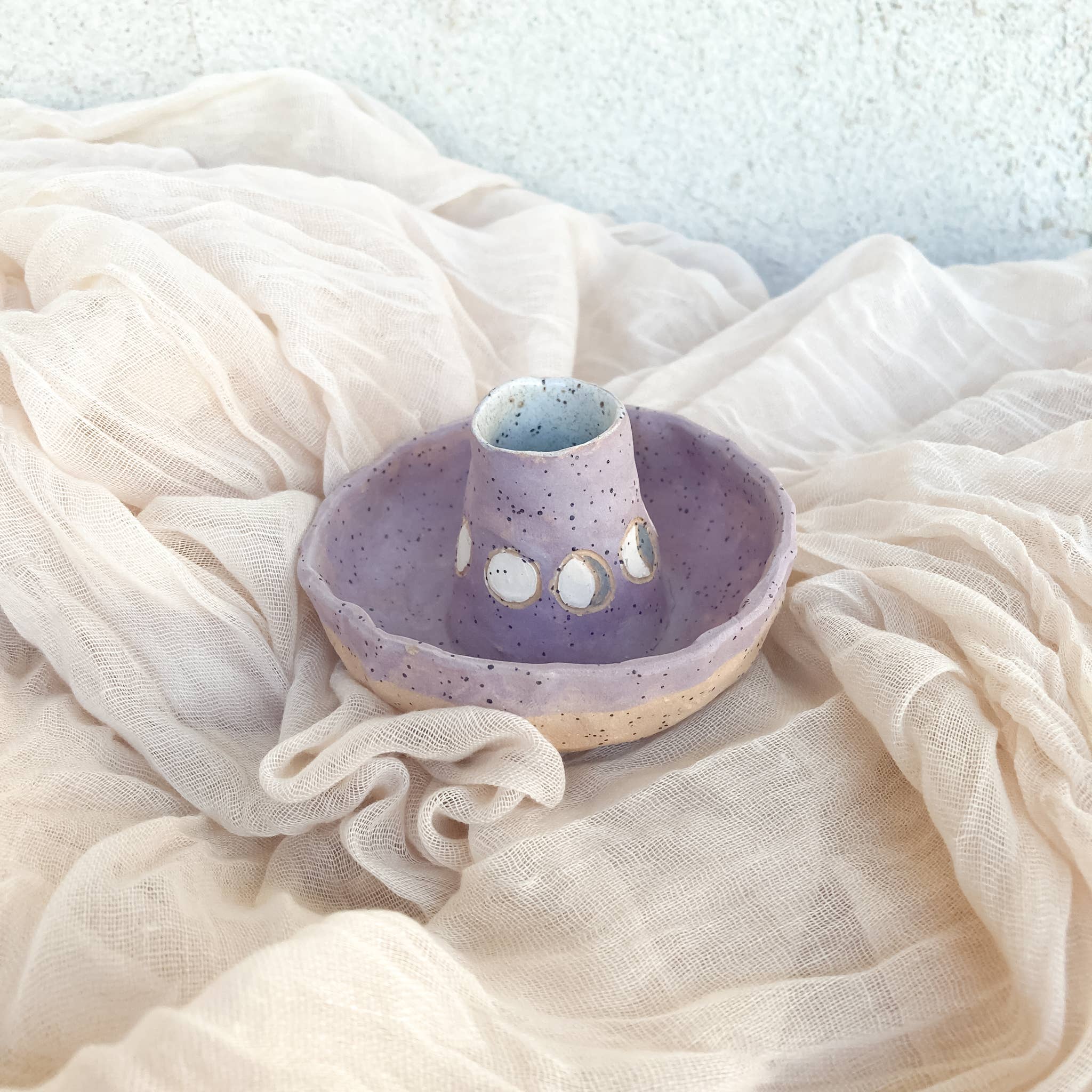 Moon Phases Candle Holder: Blue