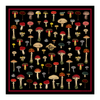 Vintage Black Mushroom Silk Bandana - 17 x 17 Inches