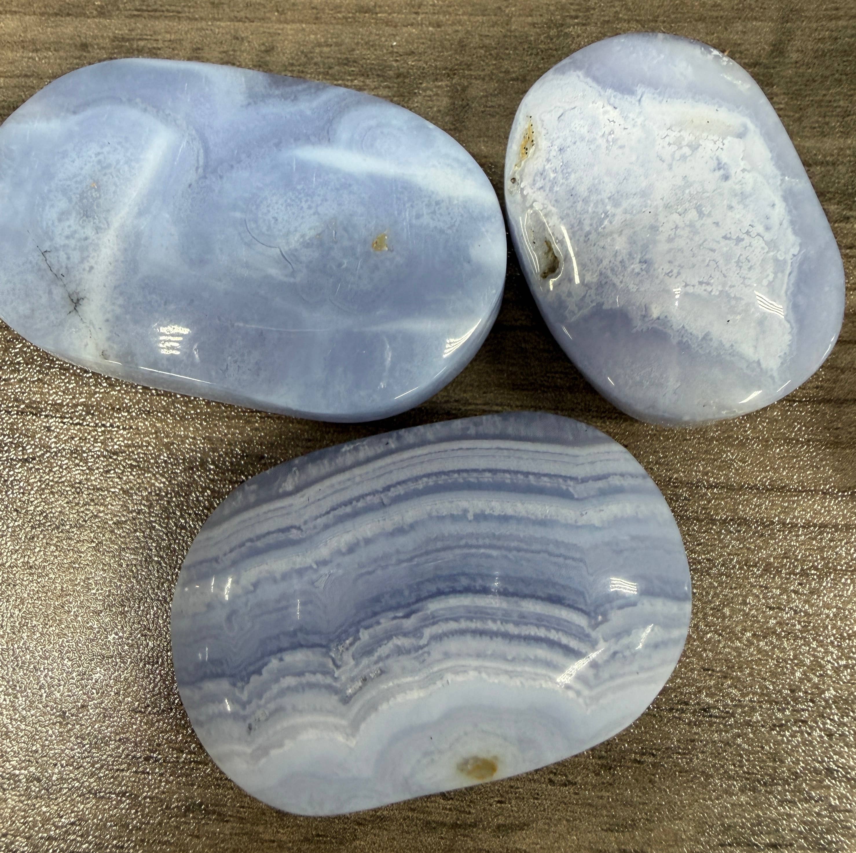 Blue Lace Agate Palm Stone