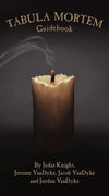 Candle with smoke on a dark background, featuring 'Tabula Mortem Guidebook' text.