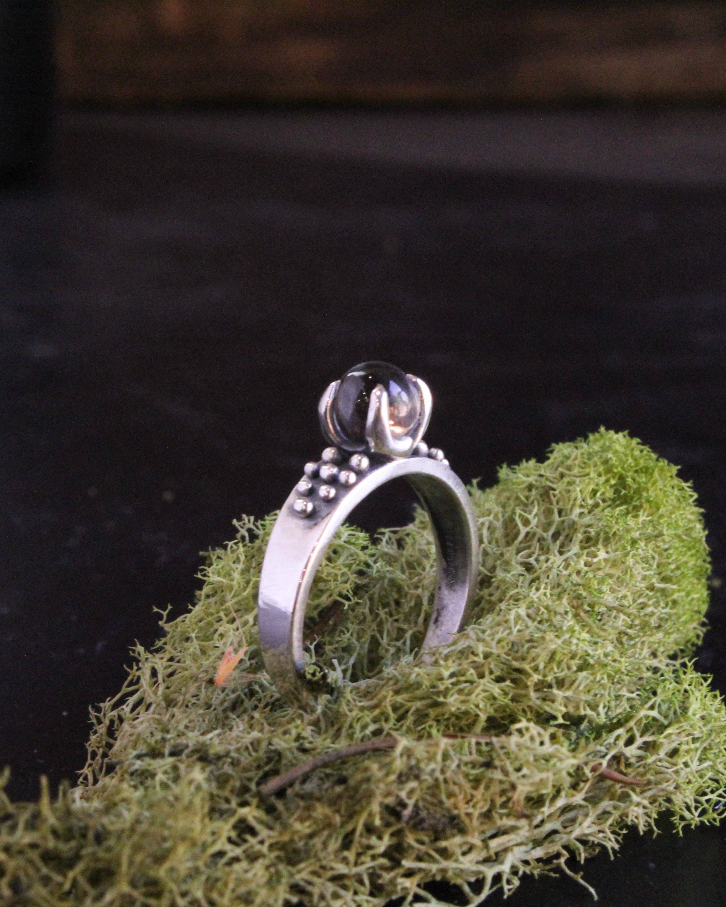 Quartz Crystal Ball Ring Size 9