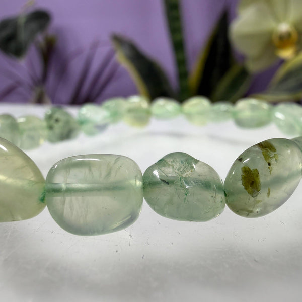 8mm Green Prehnite Tumble Bracelet 7.5"