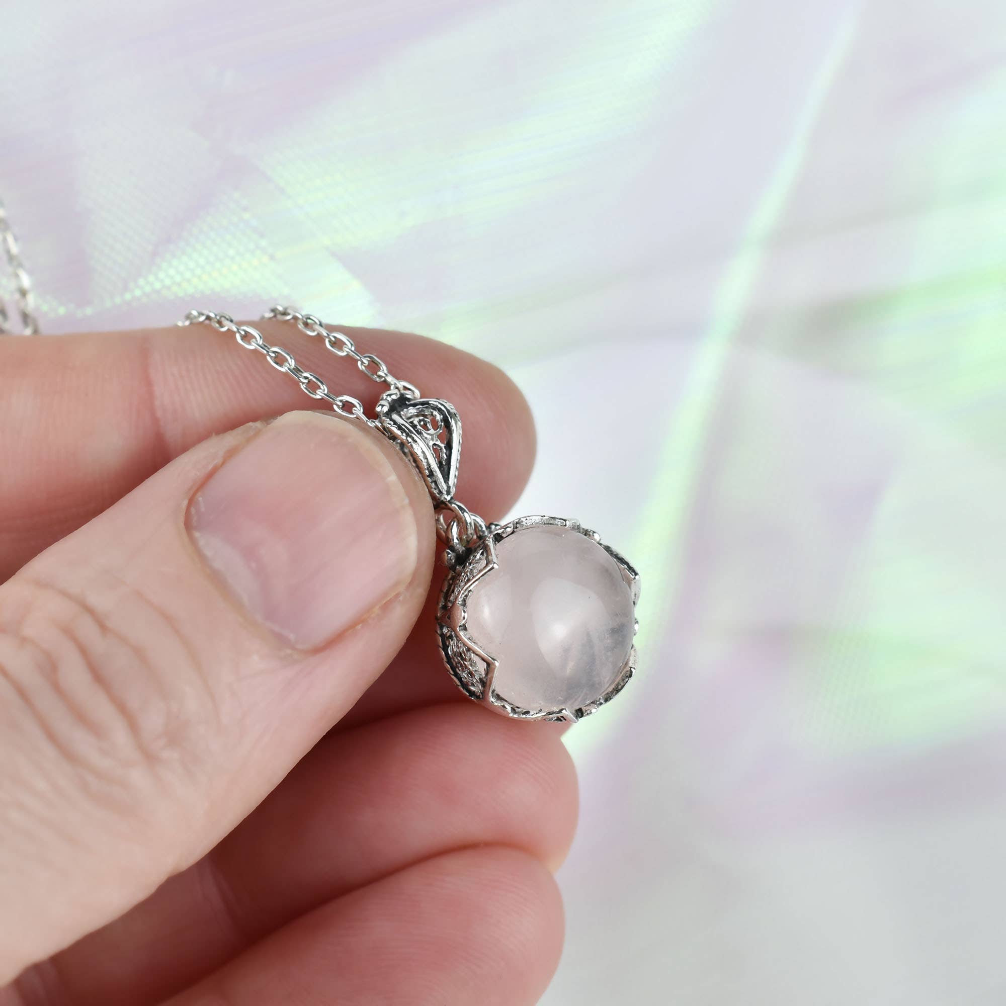 Rose Quartz & Sterling Silver Necklace