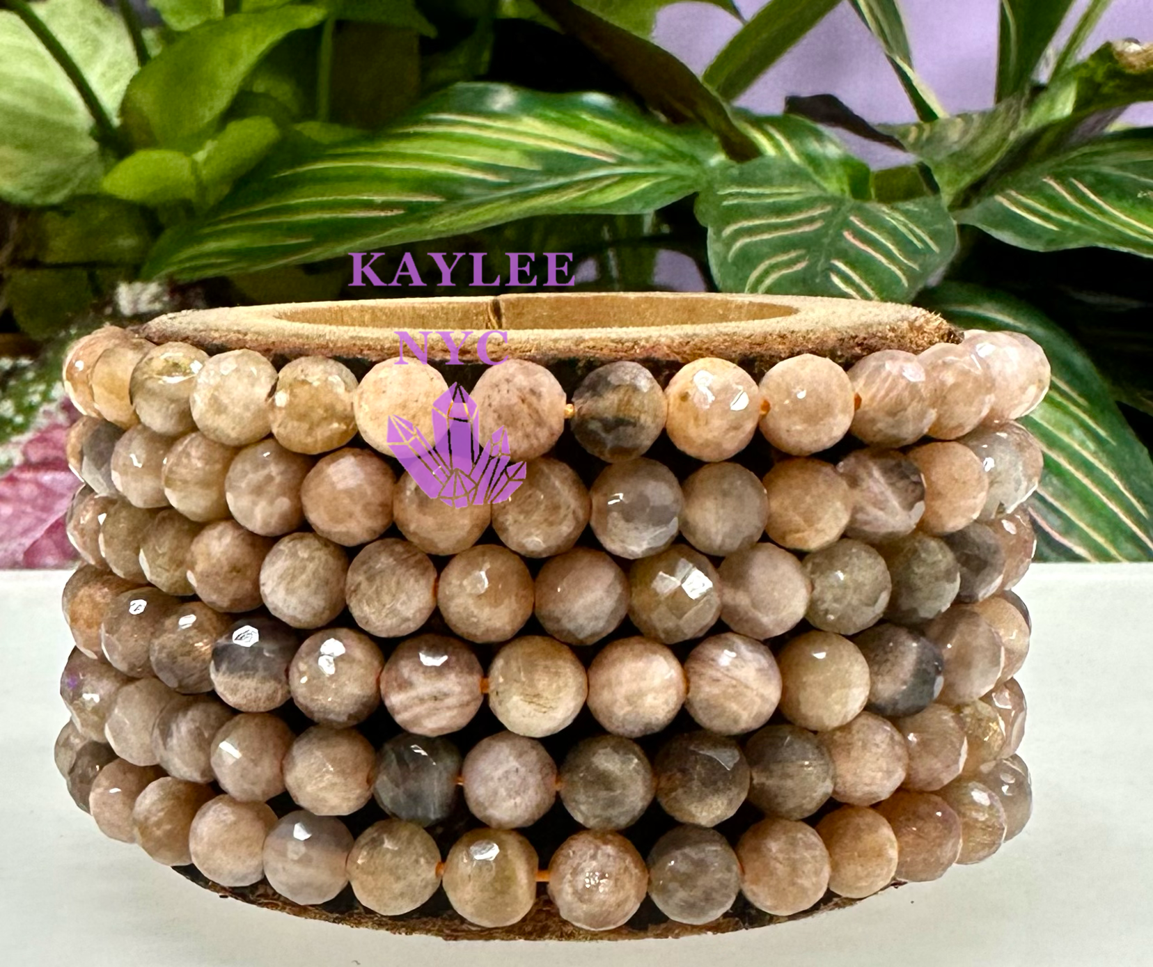 Peach Moonstone Faceted Bracelet 6mm
