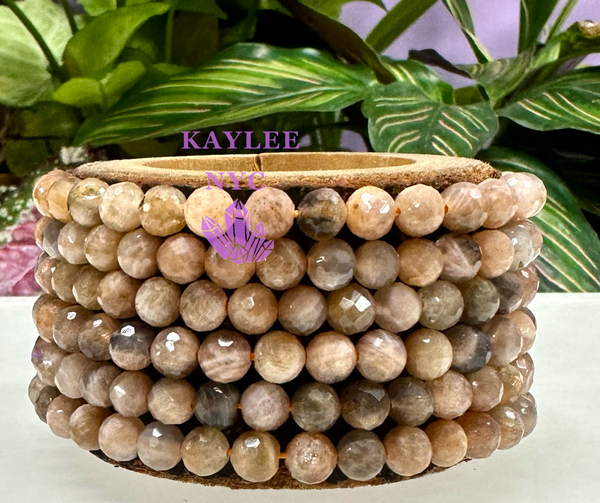 Peach Moonstone Faceted Bracelet 6mm