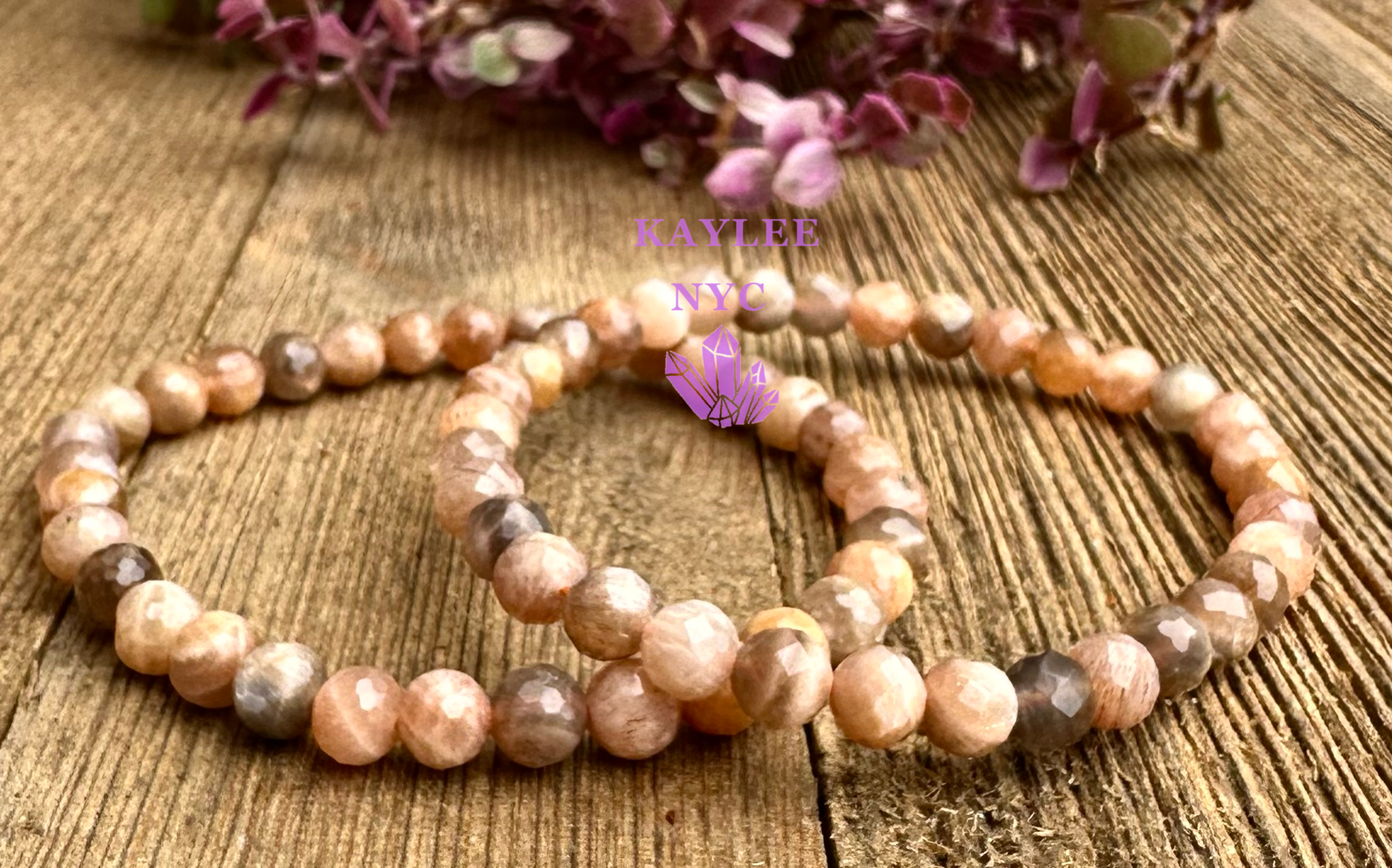 Peach Moonstone Faceted Bracelet 6mm