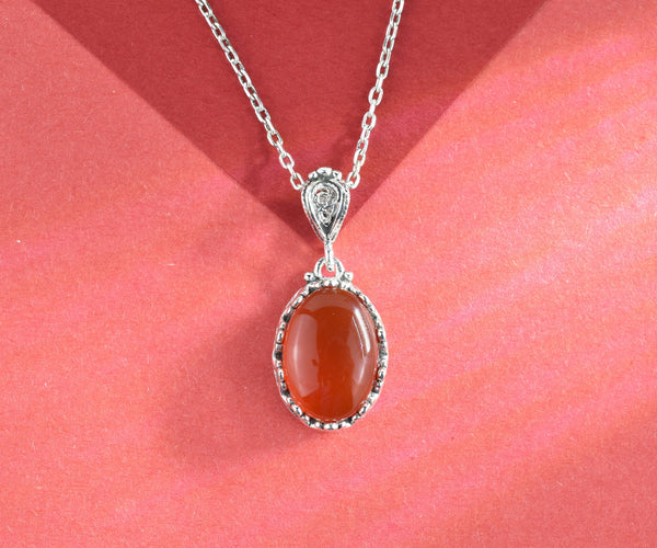 Carnelian & Sterling Silver Crown Necklace