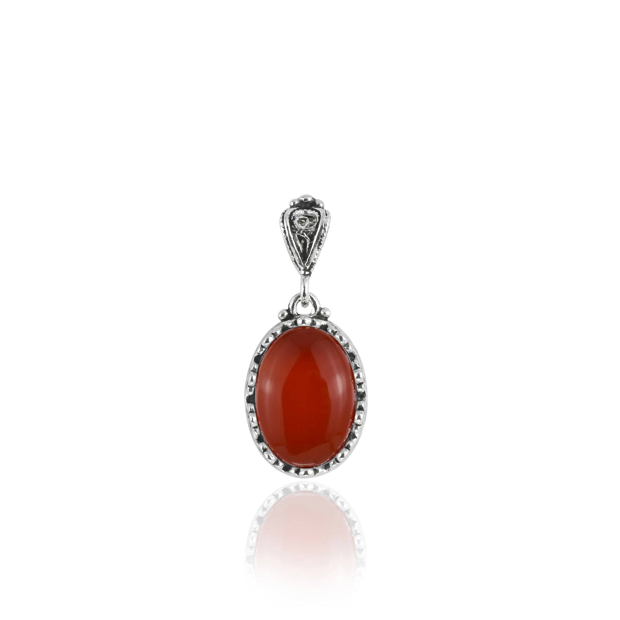 Carnelian & Sterling Silver Crown Necklace