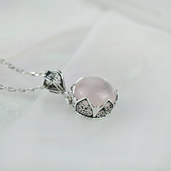 Rose Quartz & Sterling Silver Necklace