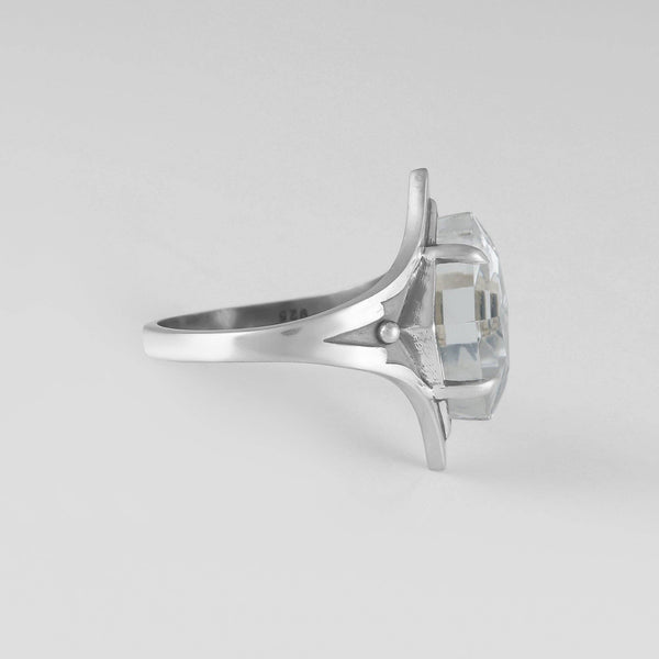 Grounded Ring W/ Faceted Quartz Size 7