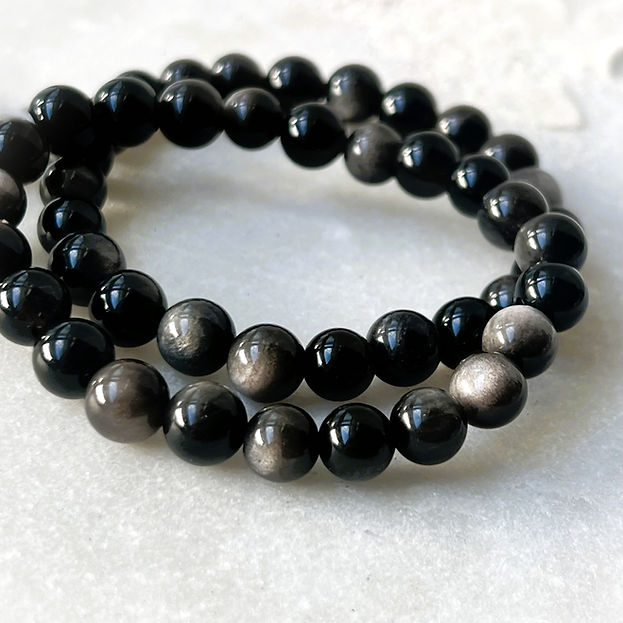 Two silver sheen obsidian braelets