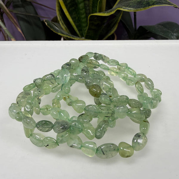 8mm Green Prehnite Tumble Bracelet 7.5"