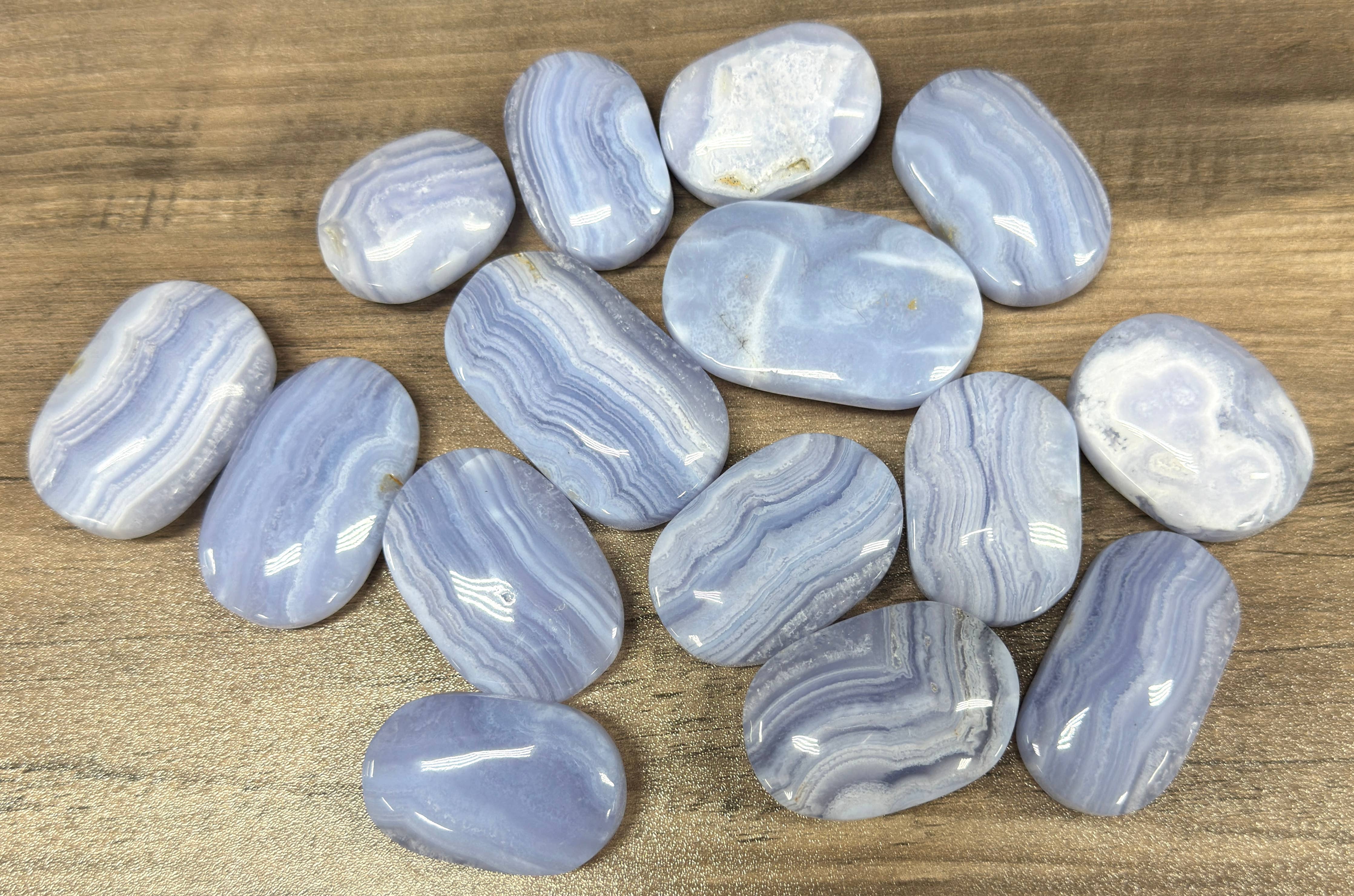Blue Lace Agate Palm Stone