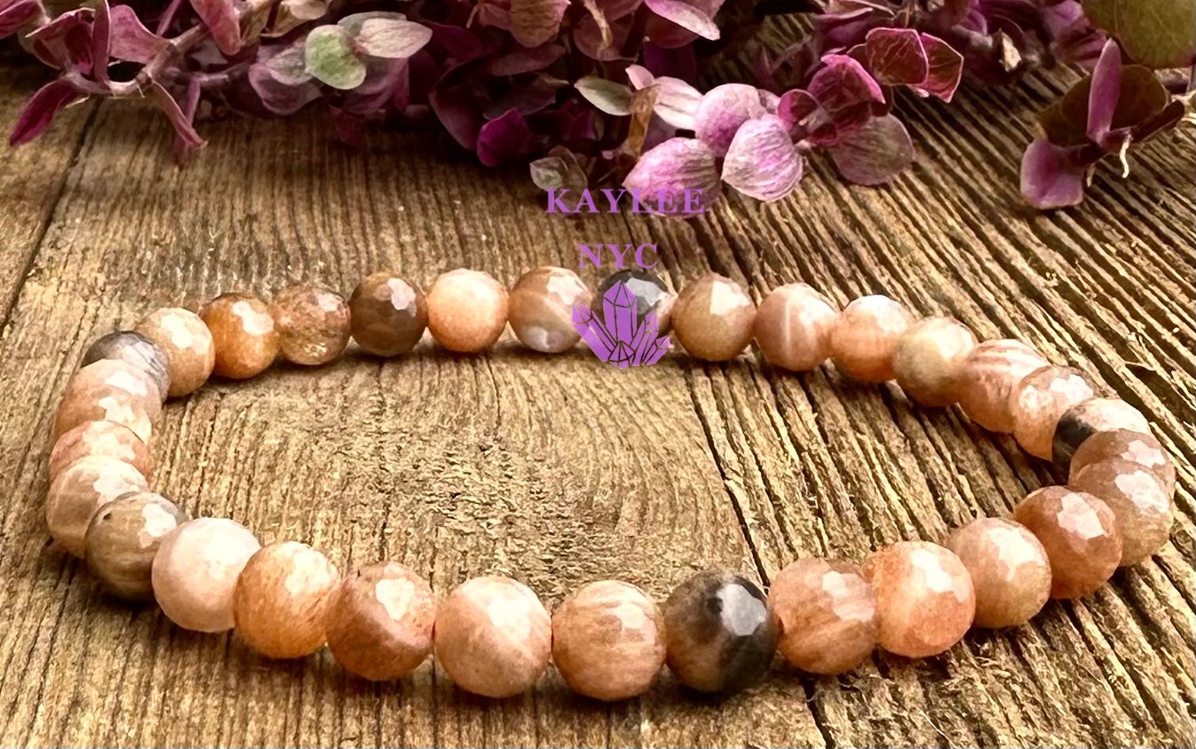 Peach Moonstone Faceted Bracelet 6mm