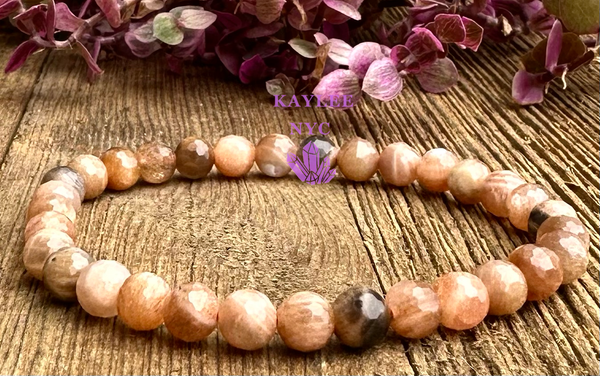 Peach Moonstone Faceted Bracelet 6mm