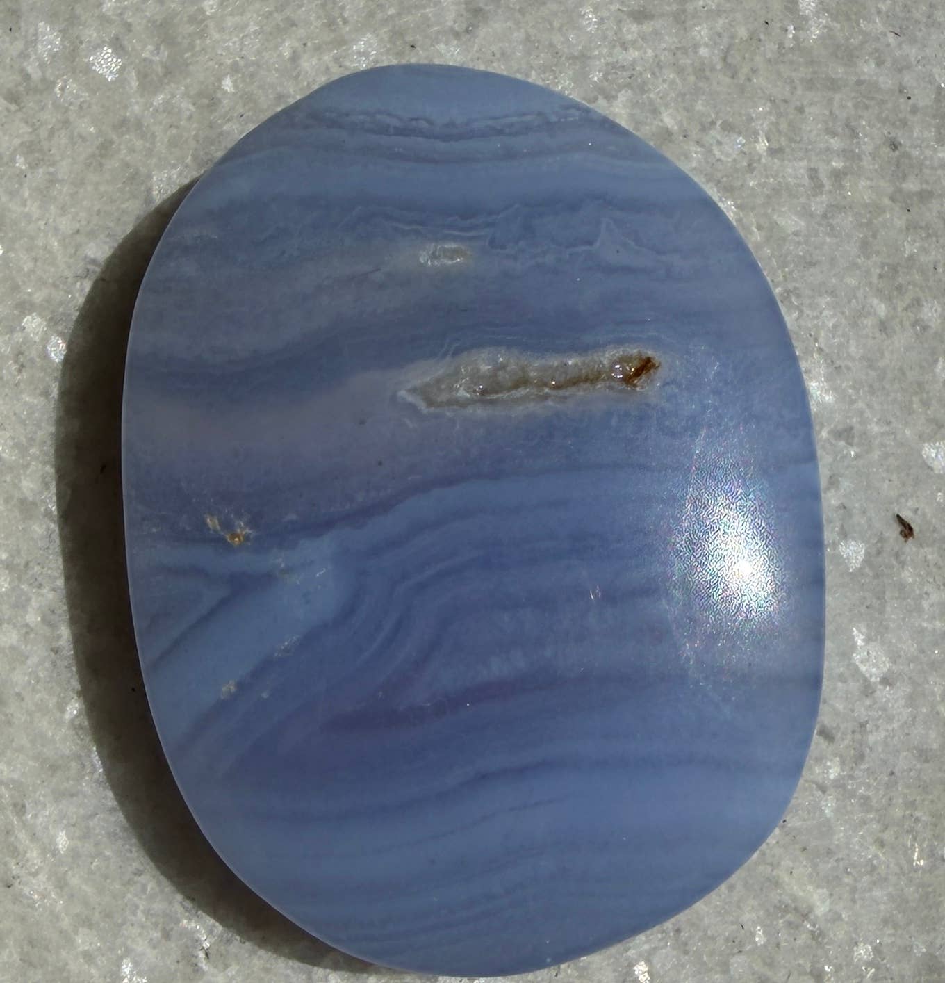 Blue Lace Agate Palm Stone