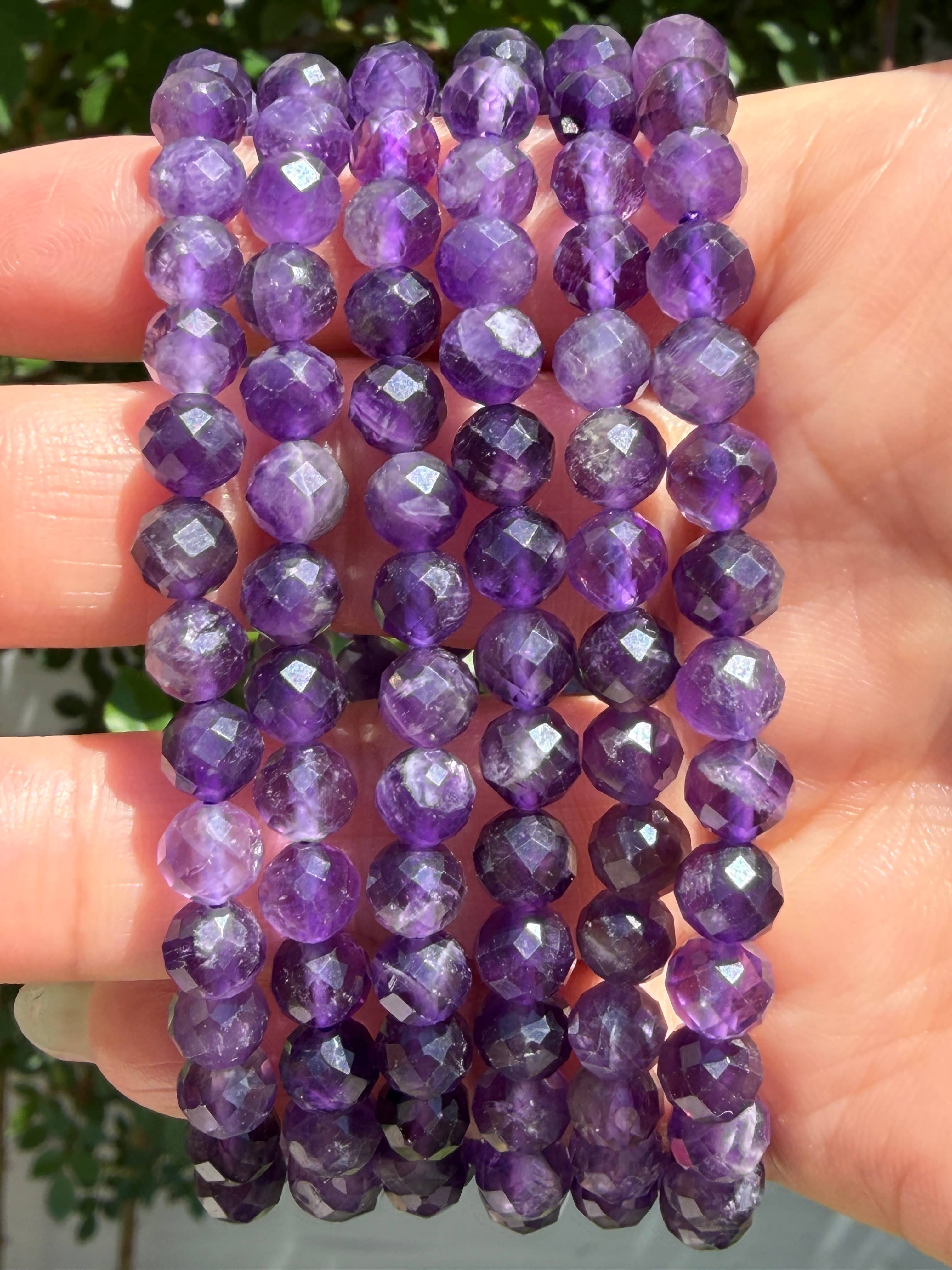 6mm Faceted Amethyst Bracelet
