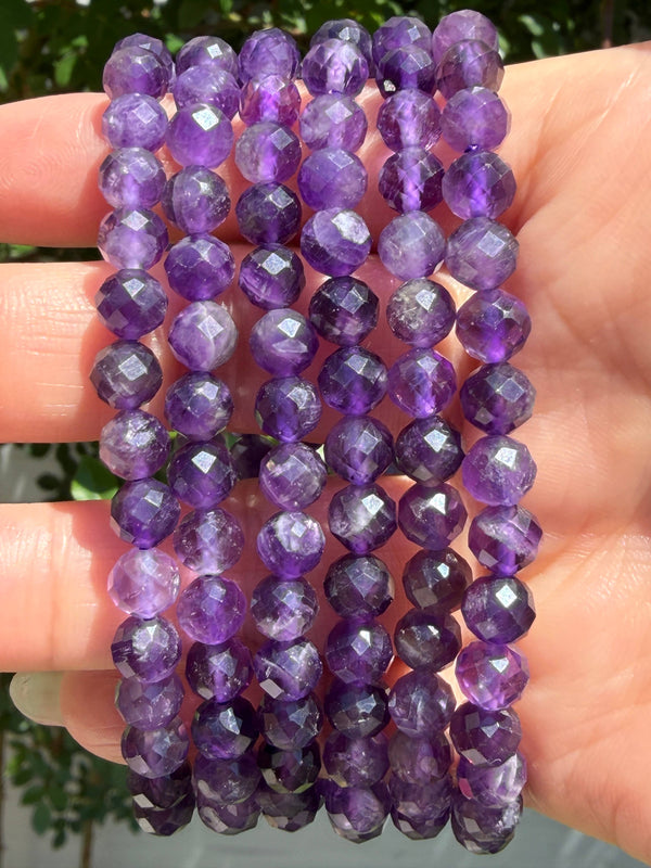 6mm Faceted Amethyst Bracelet