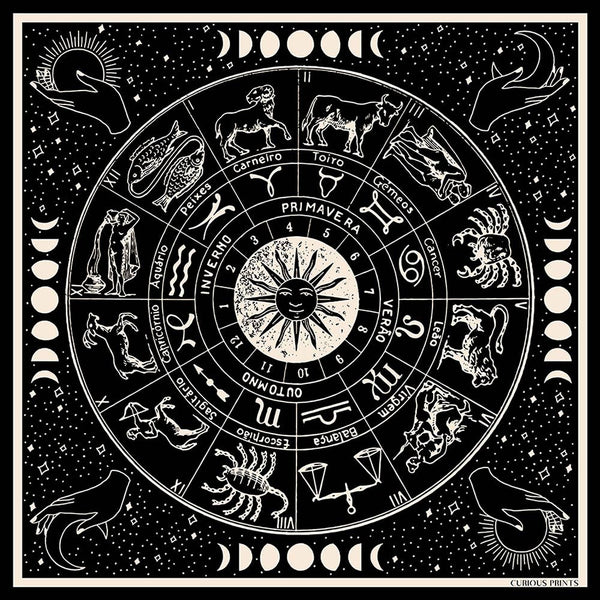 Zodiac Signs Astrology Silk Bandana - 17 x 17 Inches