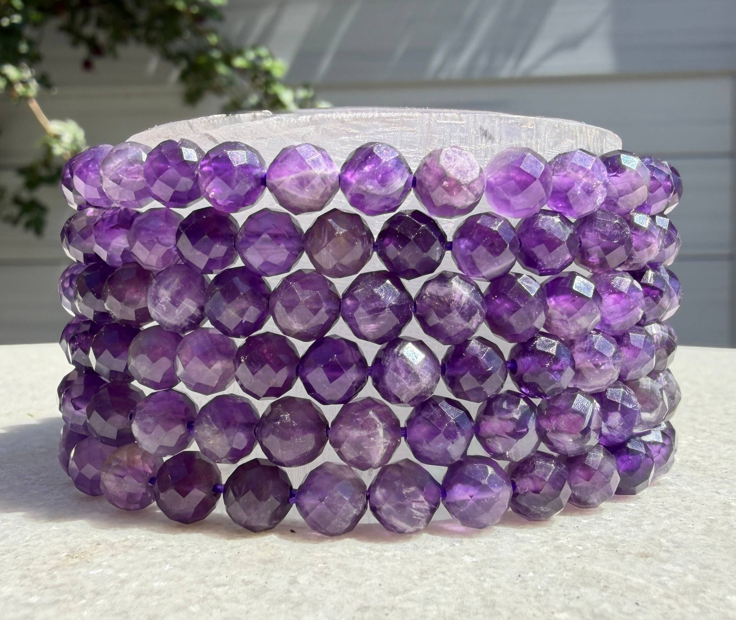 6mm Faceted Amethyst Bracelet