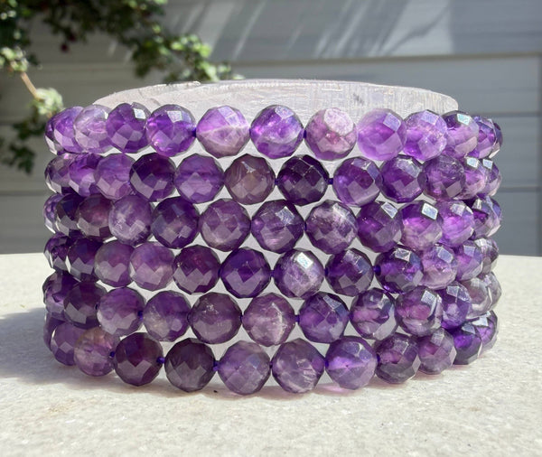 6mm Faceted Amethyst Bracelet