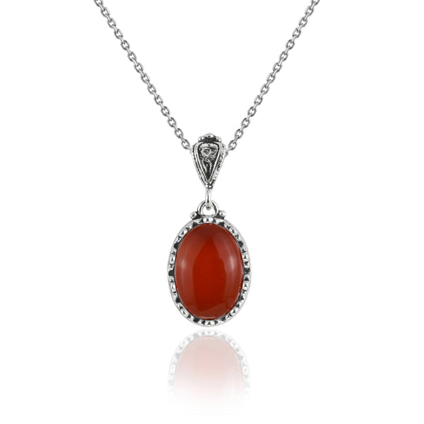 Carnelian & Sterling Silver Crown Necklace