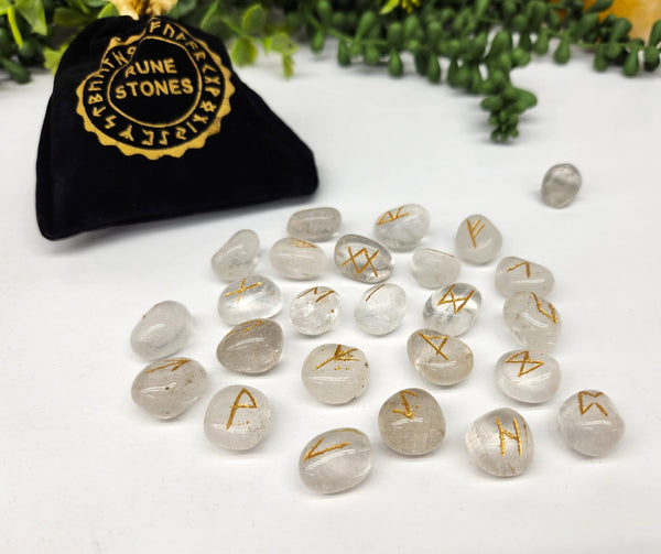 Clear Quartz Rune Set