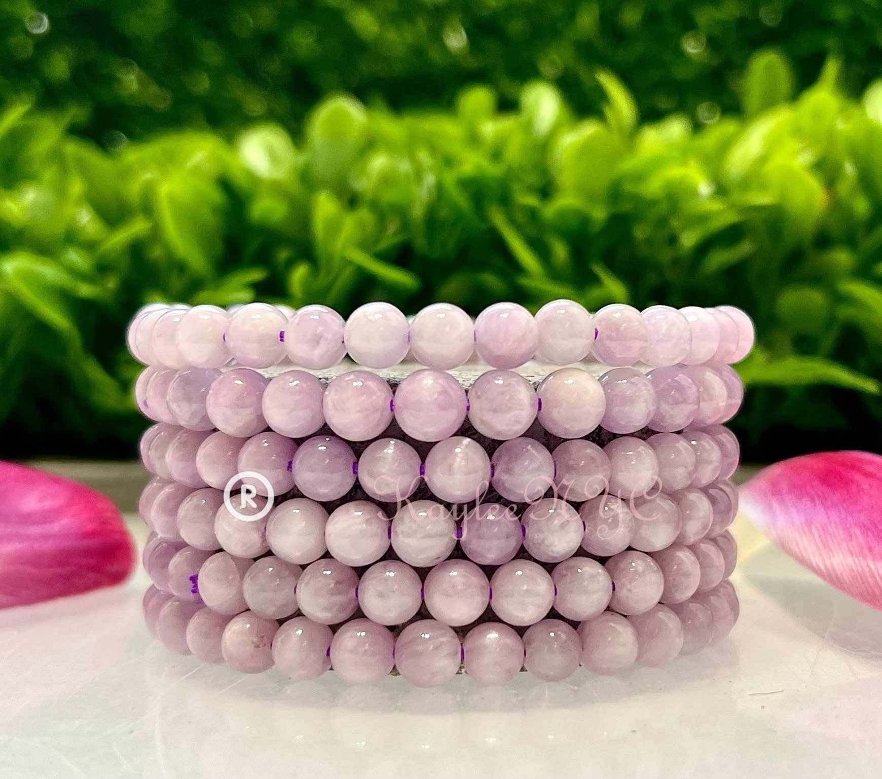 Natural Kunzite 6mm 7.5” Crystal Healing Stretch Bracelet