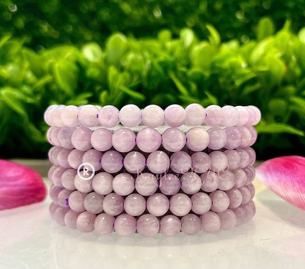 Natural Kunzite 6mm 7.5” Crystal Healing Stretch Bracelet