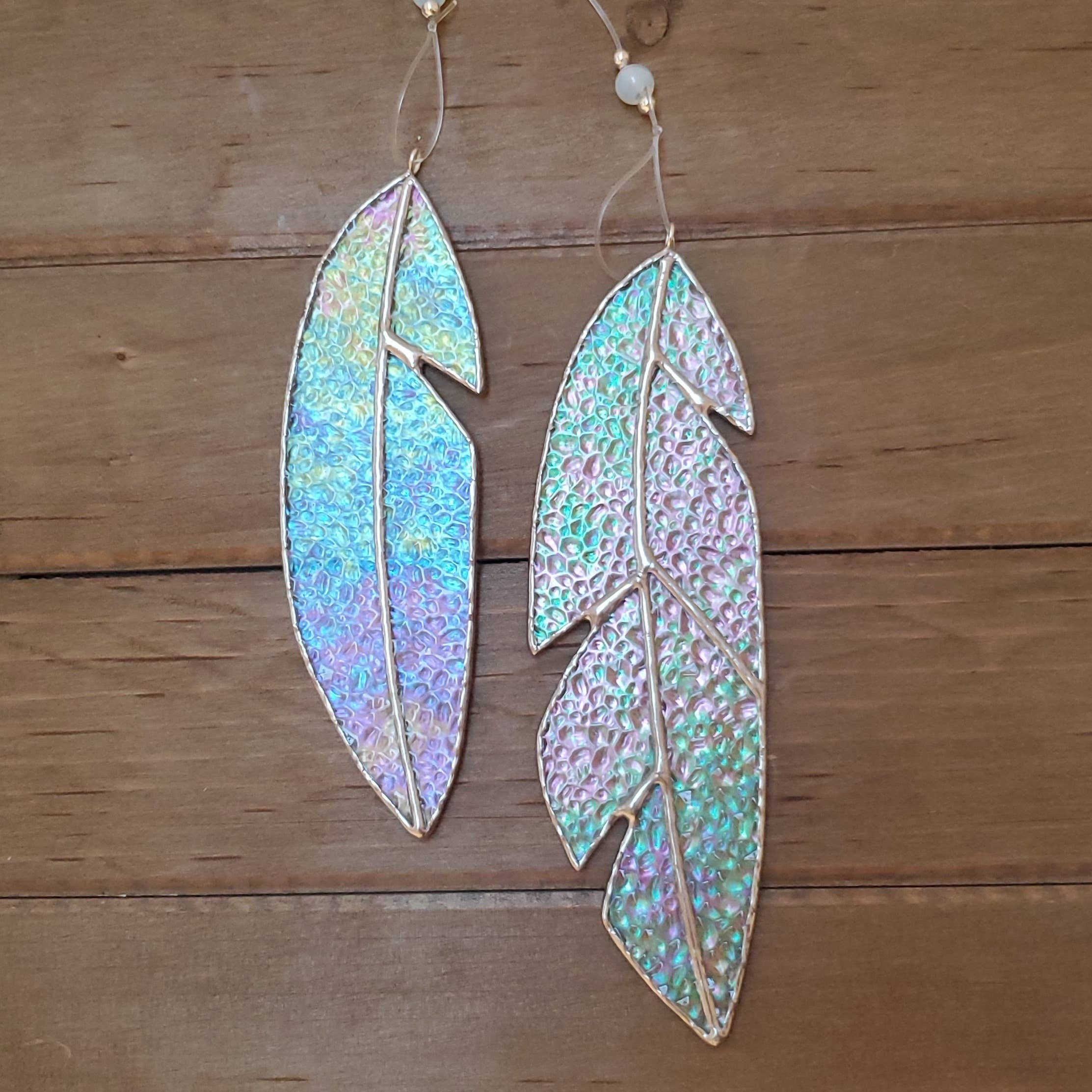 Iridescent Glass Feather Set