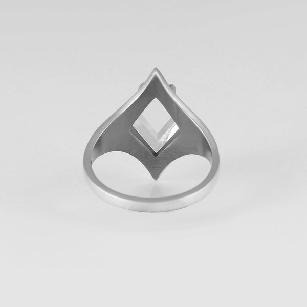 Grounded Ring W/ Faceted Quartz Size 7