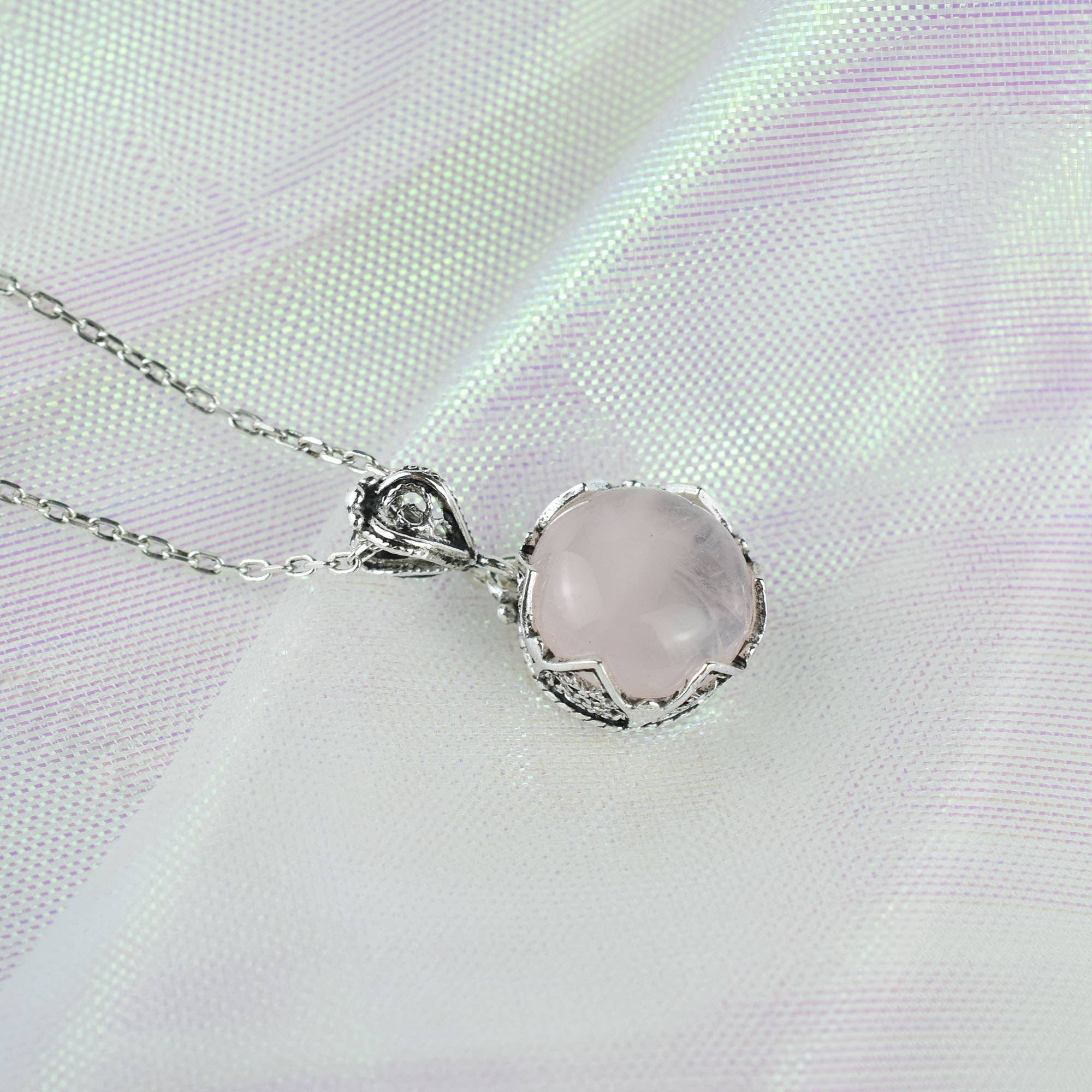 Rose Quartz & Sterling Silver Necklace