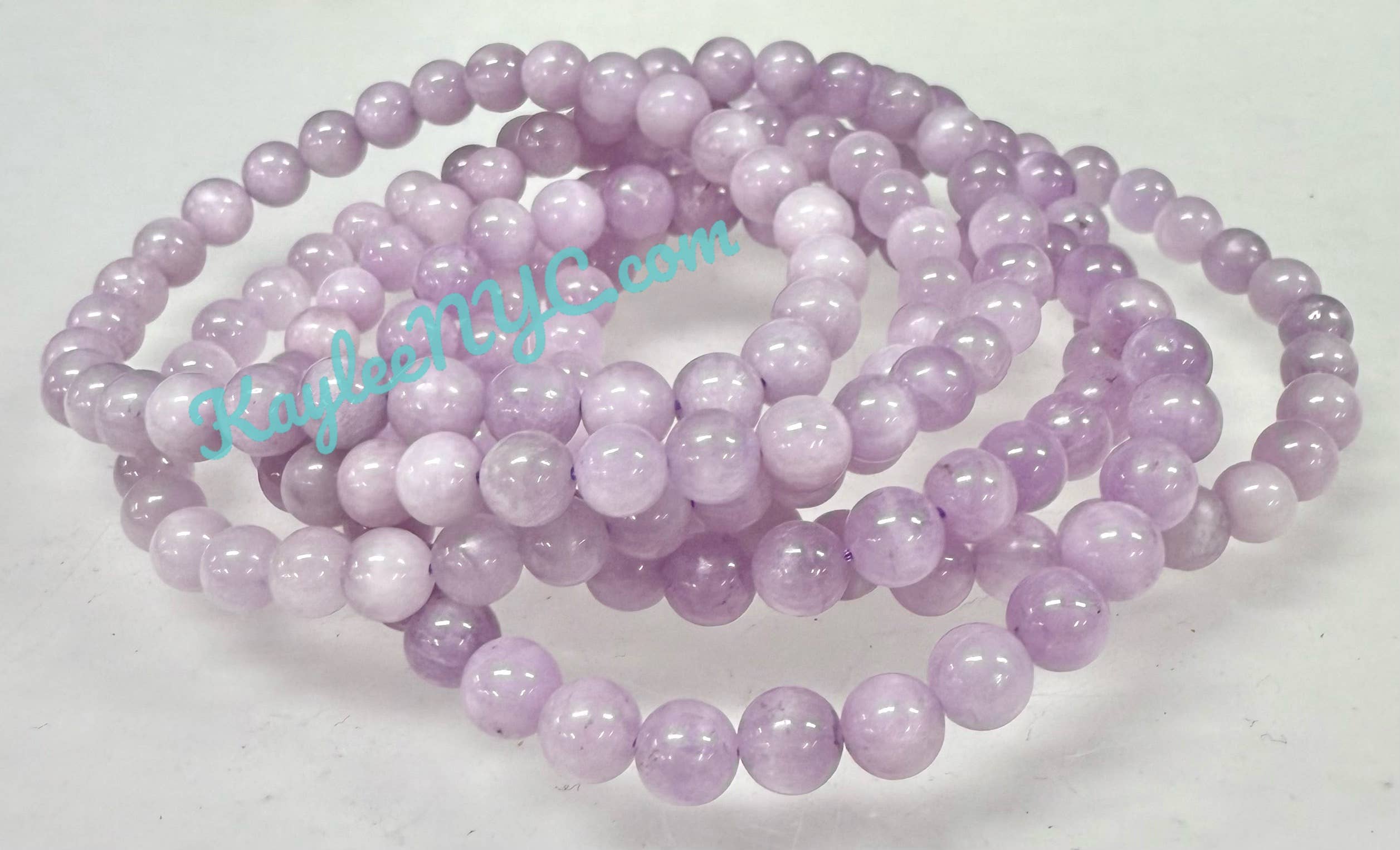Natural Kunzite 6mm 7.5” Crystal Healing Stretch Bracelet