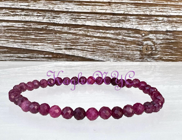 Ruby Faceted 4mm Bracelet