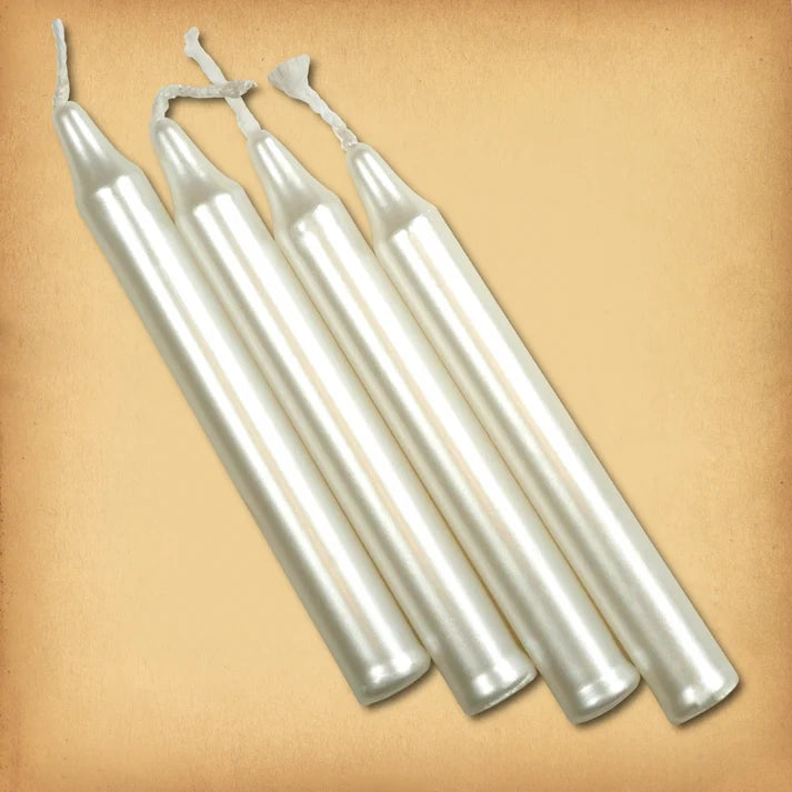 Four pearly white chime candles