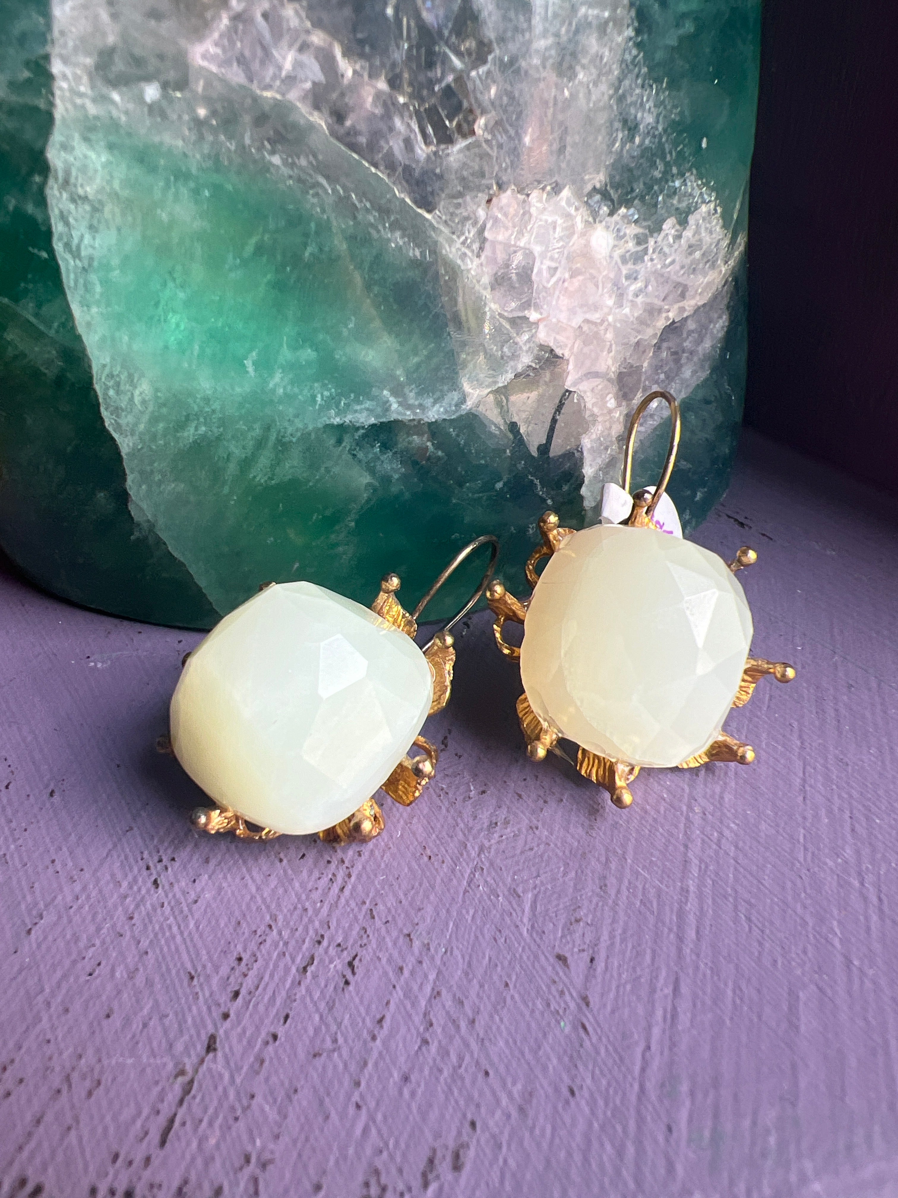 Calcite Earrings with Gold Vermeil Earrings