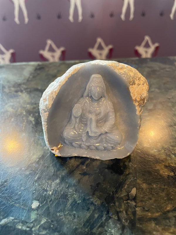 Angelite Buddha Carving