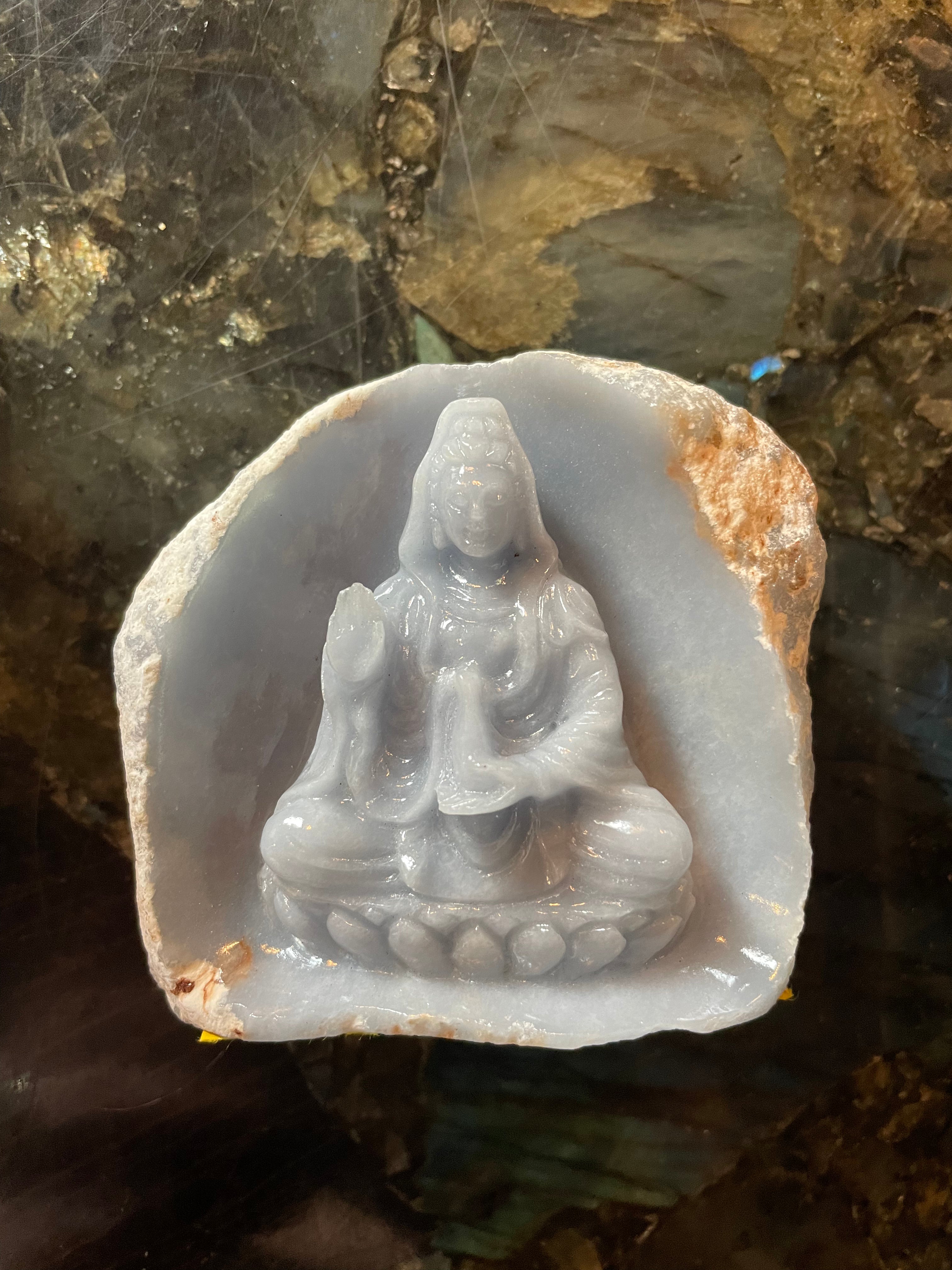 Angelite Buddha Carving